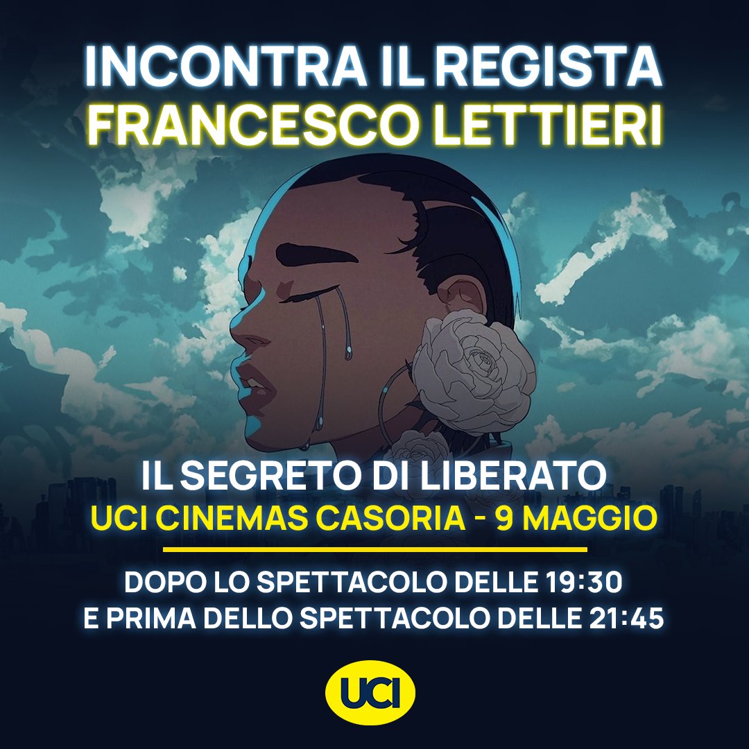 Il 9 maggio vi aspetta un incredibile sorpresa! Il regista Francesco Lettieri saluterà il pubblico in sala ad UCI Casoria! 💥 arriverà per gli spettacoli delle 19.30 e delle 21.45 di 'Il segreto di Liberato'. 🎟️ ucicinemas.it/film/2024/il-s…