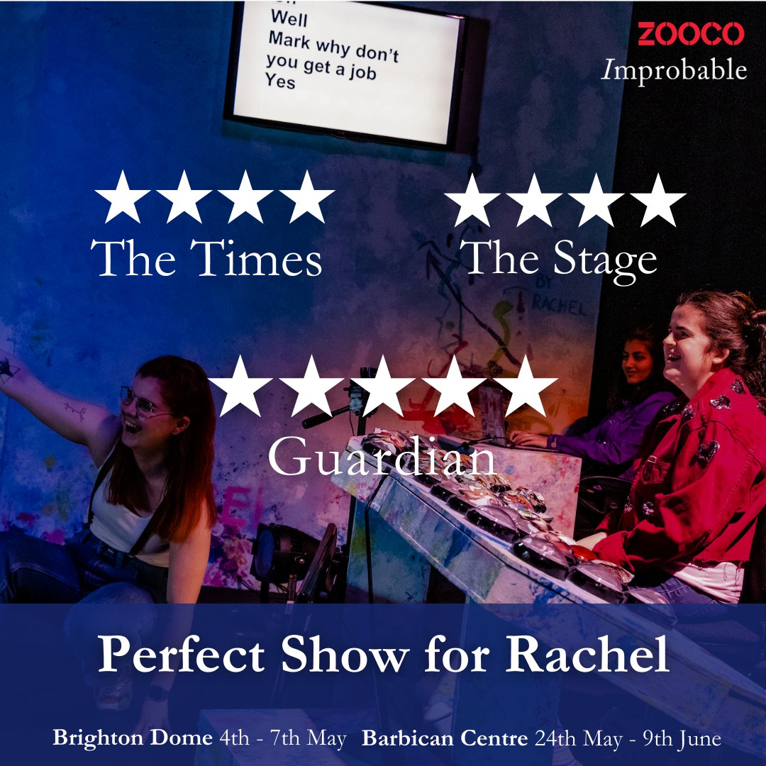 Perfect show for Rachel opens at Brighton Dome Corn Exchange @brightfest THIS WEEK! You don't want to miss this 'theatrical experience unlike any other!' (Broadway World) Tickets at link in bio. Can't make it to Brighton? It's also on @BarbicanCentre 24 May-9 June @WeAreZooCo