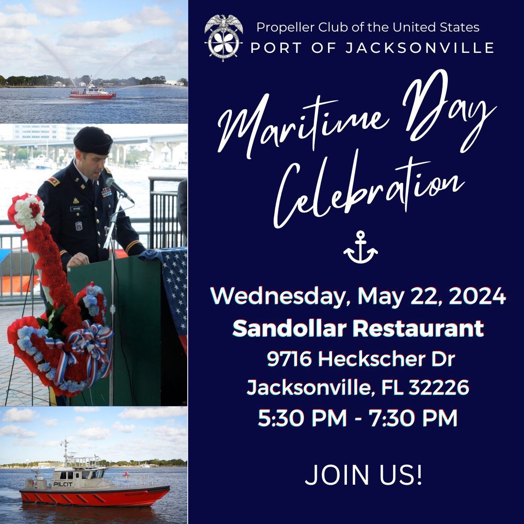 Join #PropClubJax on Wednesday, May 22 for our annual Maritime Day celebration. Tickets are available now at buff.ly/3N3QYzo See you then!