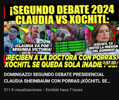 ParlayDebate's tweet photo. El lugar 6 le correspondió al canal @Edd_Campe con 511 mil
#NoAlAgandalleDeUnivision #SegundoDebateINE #SegundoDebatePresidencial2024 https://t.co/h3pny9SqsG
