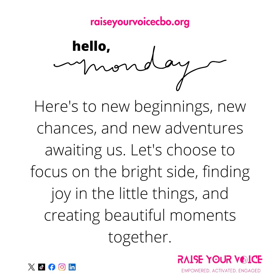 Wishing you all a week filled with boundless happiness, endless opportunities, and abundant blessings. #RaiseYourVoice