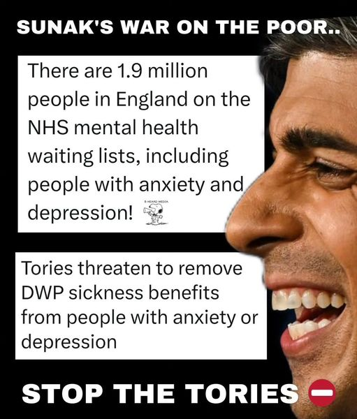 Not a sicknote society - just abject Tory failure and the results of austerity

#ToriesOut662 #SunakOut552 #GeneralElectionNow #Sunackered #ToriesUnfitToGovern #ToryScumOut