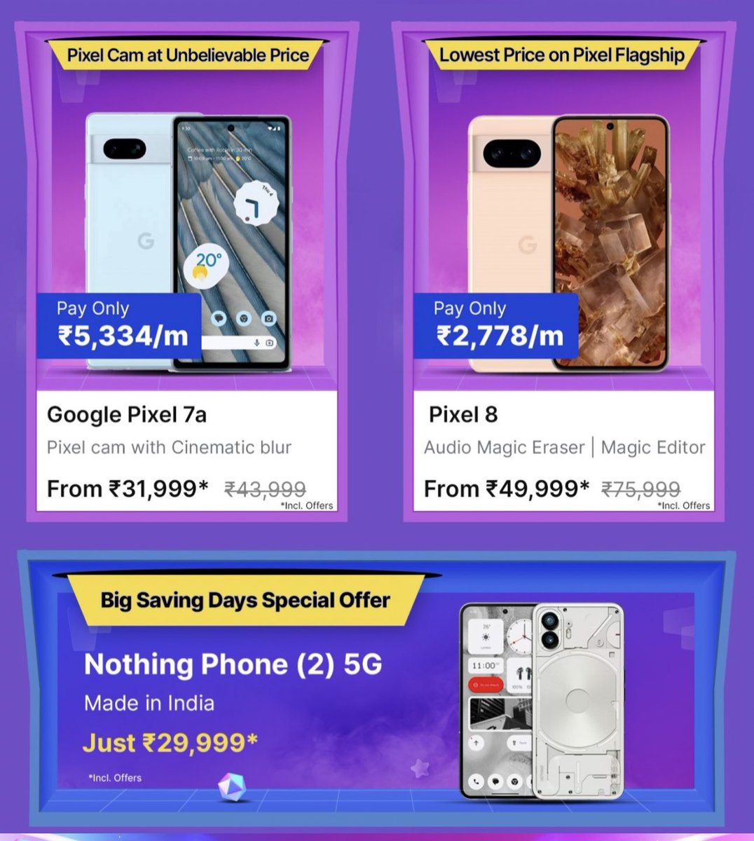 Pixel 7a, Pixel 8 Flipkart Big Saving Days offer price