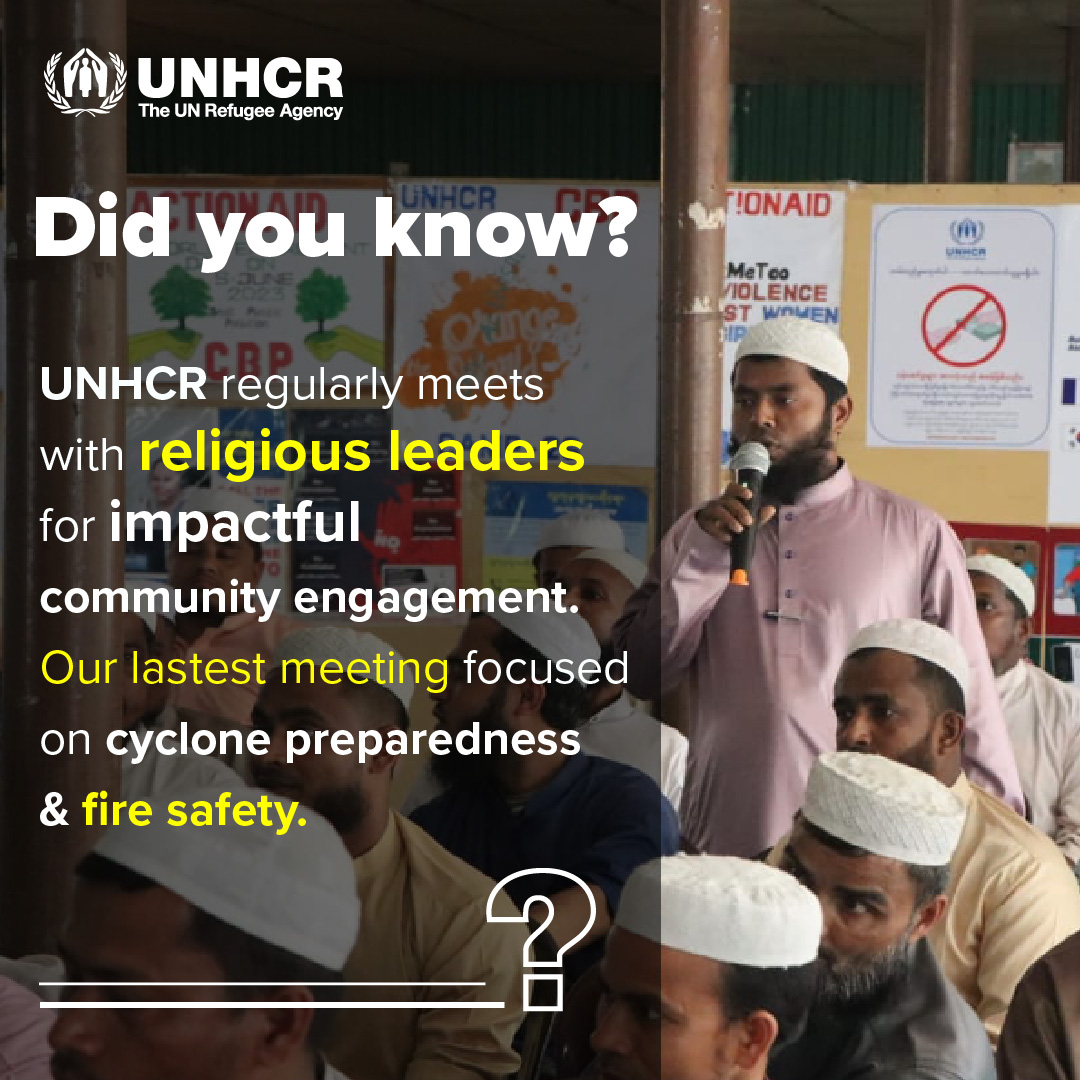 ✅ Community engagement ✅ Communication ✅ Consultation are vital to guide the #Rohingya refugee response. As central figures in their communities, religious leaders play a key role in our efforts to include the lived experiences of refugees in our work.