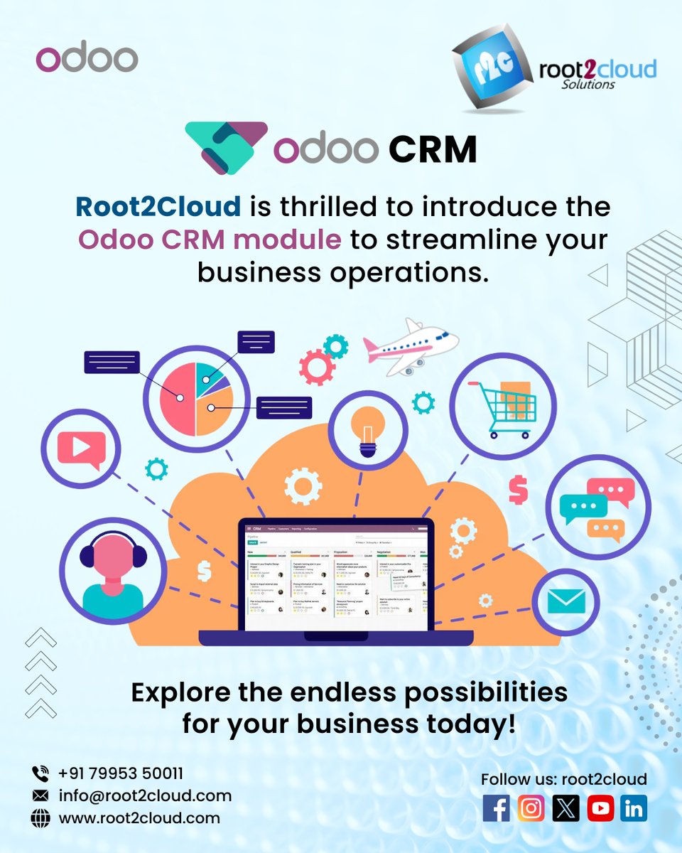 Root2Cloud is thrilled to introduce the Odoo CRM module to streamline your business operations. 

#Root2Cloud #OdooCRM #BusinessSolutions #CustomerManagement #root2cloudsolutions  #ChangeManagement #Support #CRM #crmsystem #manufacturing #Odoo17 #knowledge #automation