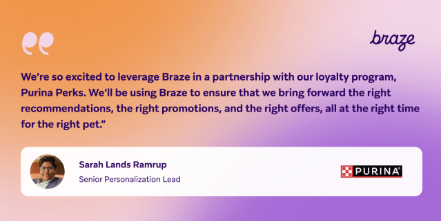 Michael44133's tweet photo. Check out @Braze's latest Marketer of the Month, Sarah Lands Ramrup, Senior Personalization Lead at Nestlé @Purina PetCare US 🐶 Read the latest blog post to learn more about her achievements using Braze. https://t.co/wVZv6hiR0q https://t.co/K45kpddYfE