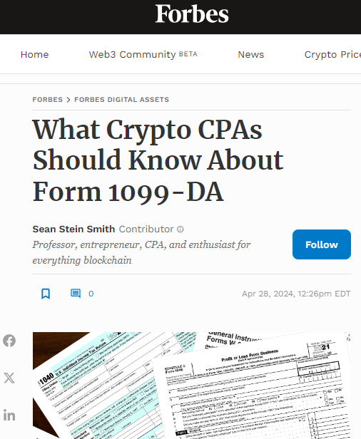 #Crypto #tax season never really ends, check my thoughts regarding the draft 1099-DA form via @ForbesCrypto here! 😎🤓 forbes.com/sites/digital-…