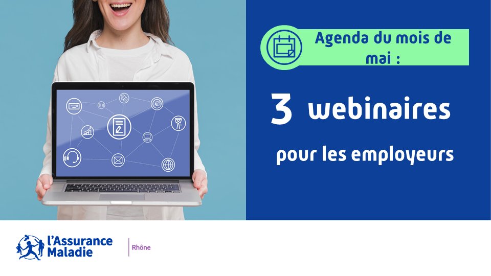 #Entreprises 💼| Chaque mois, la @cpam69 organise des webinaires à destination des employeurs du département. L'occasion d'en apprendre plus sur les démarches en ligne et de gagner du temps les prochaines fois ! 😉 🗓️En mai, 3⃣ webinaires, ➕d'infos 🖱️linkedin.com/posts/cpamdurh…