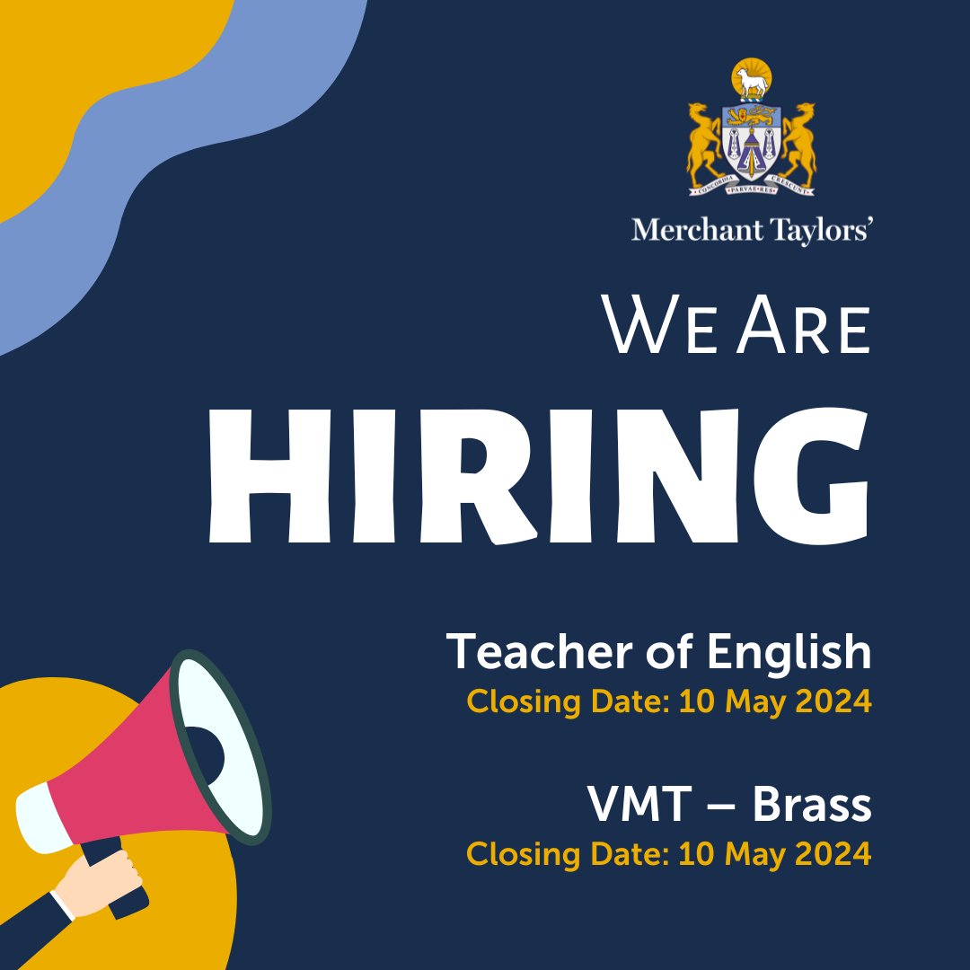 🌟 Join Our Team! Exciting Opportunities at Merchant Taylors’ School 🌟 We are seeking to recruit an inspirational, enthusiastic and self-reflective Teacher of English and a creative and experienced Visiting Music Teacher of Brass to teach the pupils of Merchant Taylors’ School.…