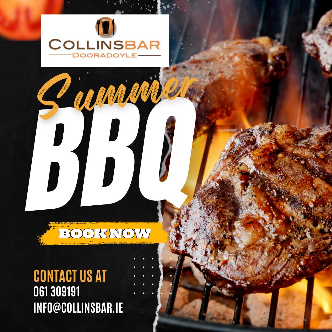 Summer is around the corner and that means its time to get booking your Summer BBQ Party here at Collins Bar Dooradoyle!!   #bbq #partyseason #gardenparty #foodtruck #freeparking #greatfood #booknow collinsbar.ie