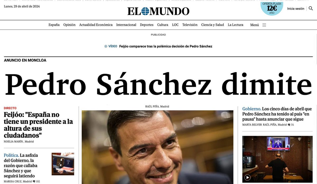 Los medios de derechas informan de la dimisión de Pedro Sánchez, que deberá abandonar La Moncloa pese a su decisión de continuar: buff.ly/4disXkr