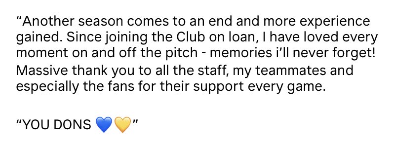 AFCWimbledon's tweet photo. A departing message from @kofi_balmer. We wish you all the best for the future Kofi! 💛💙

#AFCW 🟡🔵 https://t.co/fW6QSprDEq