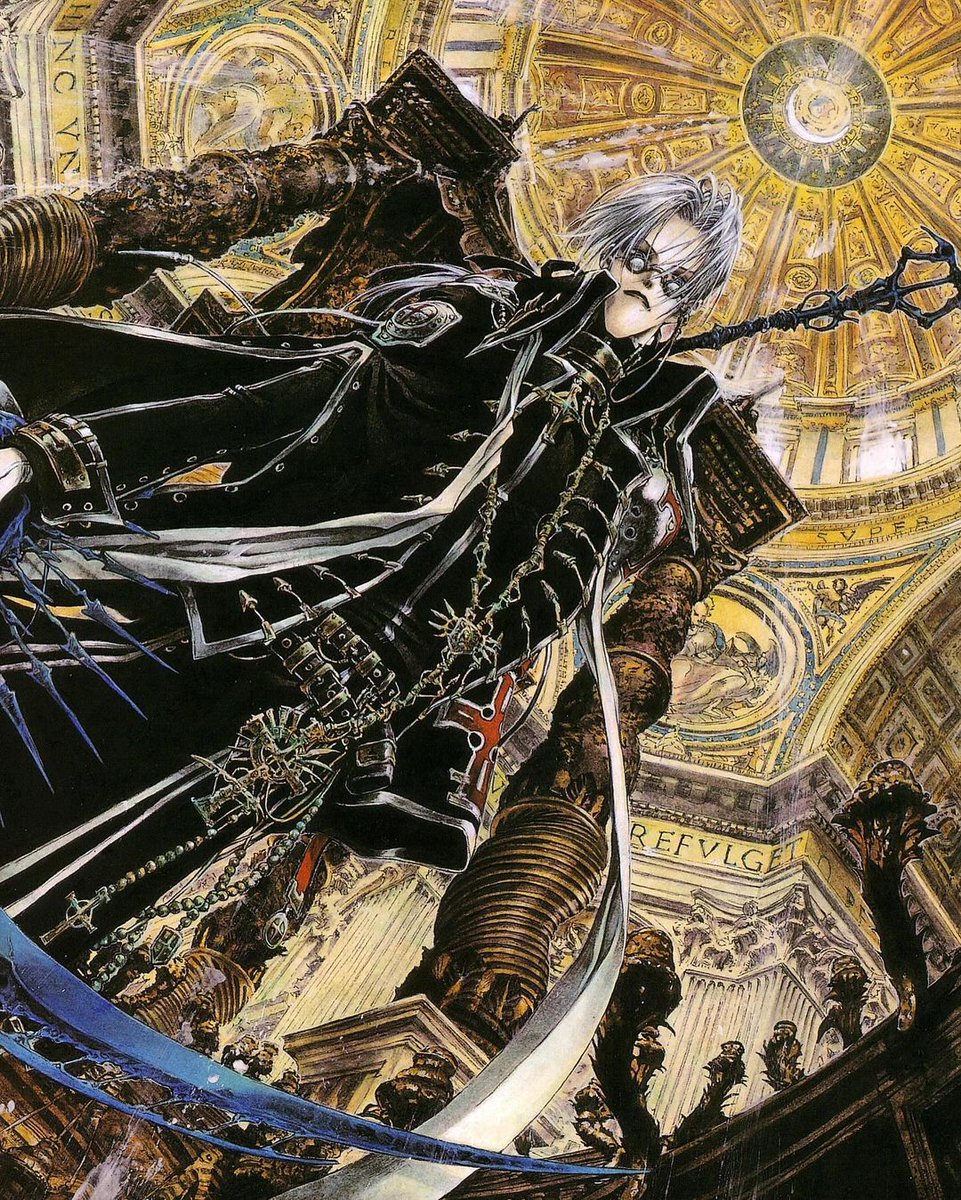 Illustrations for Trinity Blood by Shibamoto Thores, from the „Fabrica Theologia Trinity Blood Art Book“ (2005)