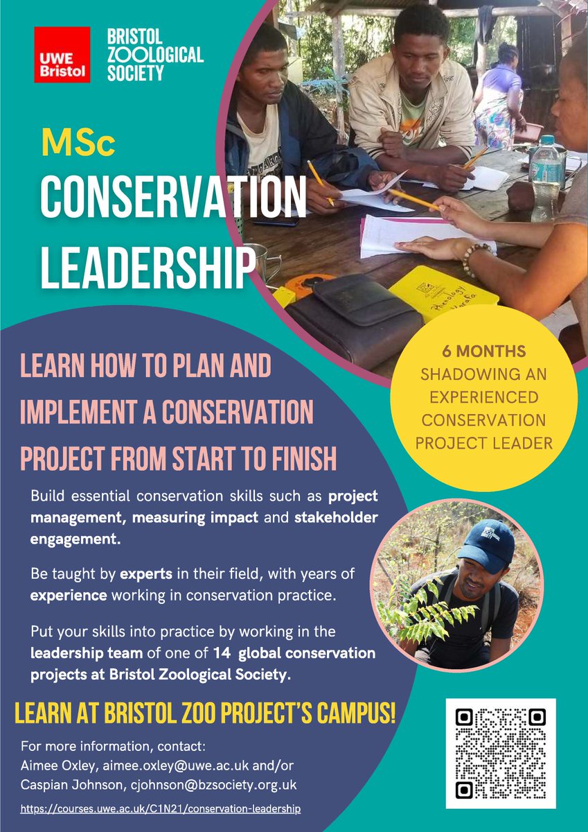 ❓Want to know more about our new MSc Conservation Leadership? Join our virtual open event next month! 📅29 May 12:30-13:30 BST tinyurl.com/yckasf4f 📽️Course video youtube.com/watch?v=bd02aD… ✍️Course info & apply courses.uwe.ac.uk/C1N21/conserva… #conservation #postgrad #MSc