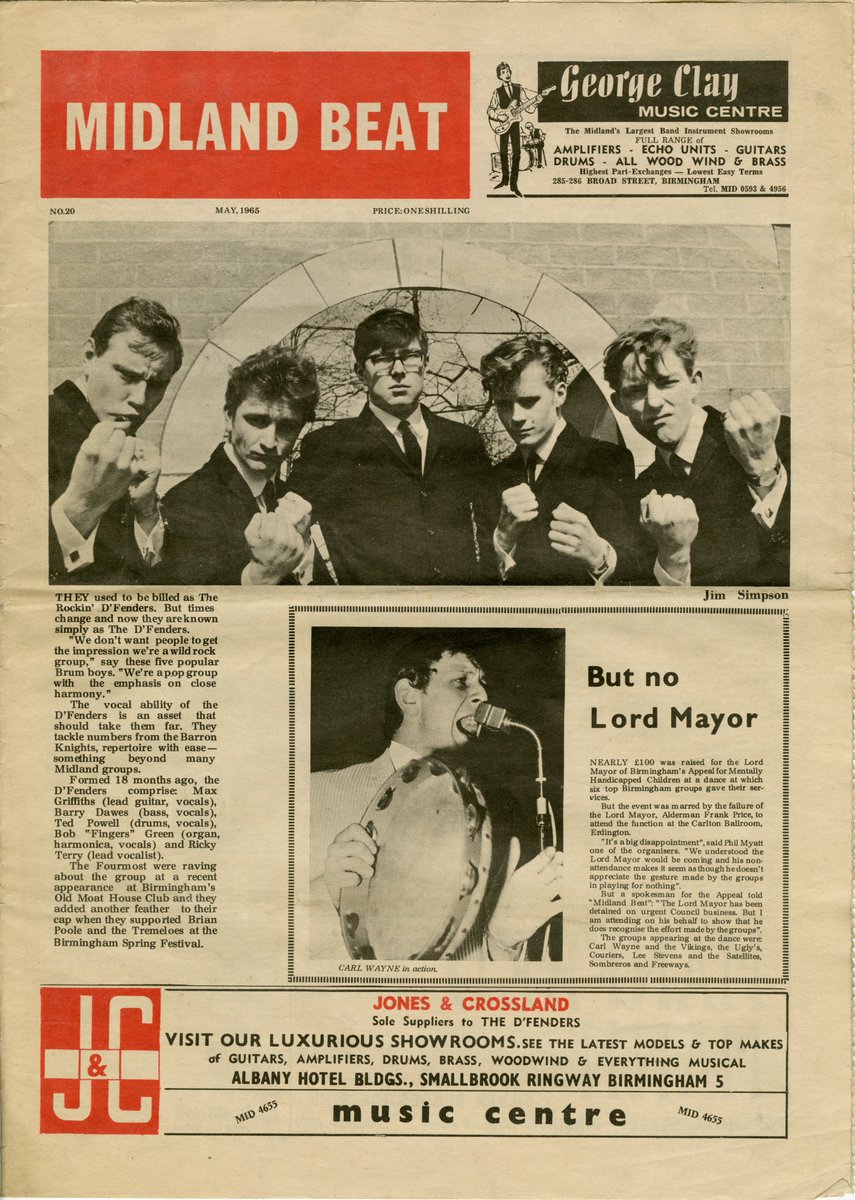 Midland Beat cover from May 1965 featuring Brum band The D'fenders, previously known as The Rockin' D'Fenders: 'We don't want people to get the impression we're a wild rock group'