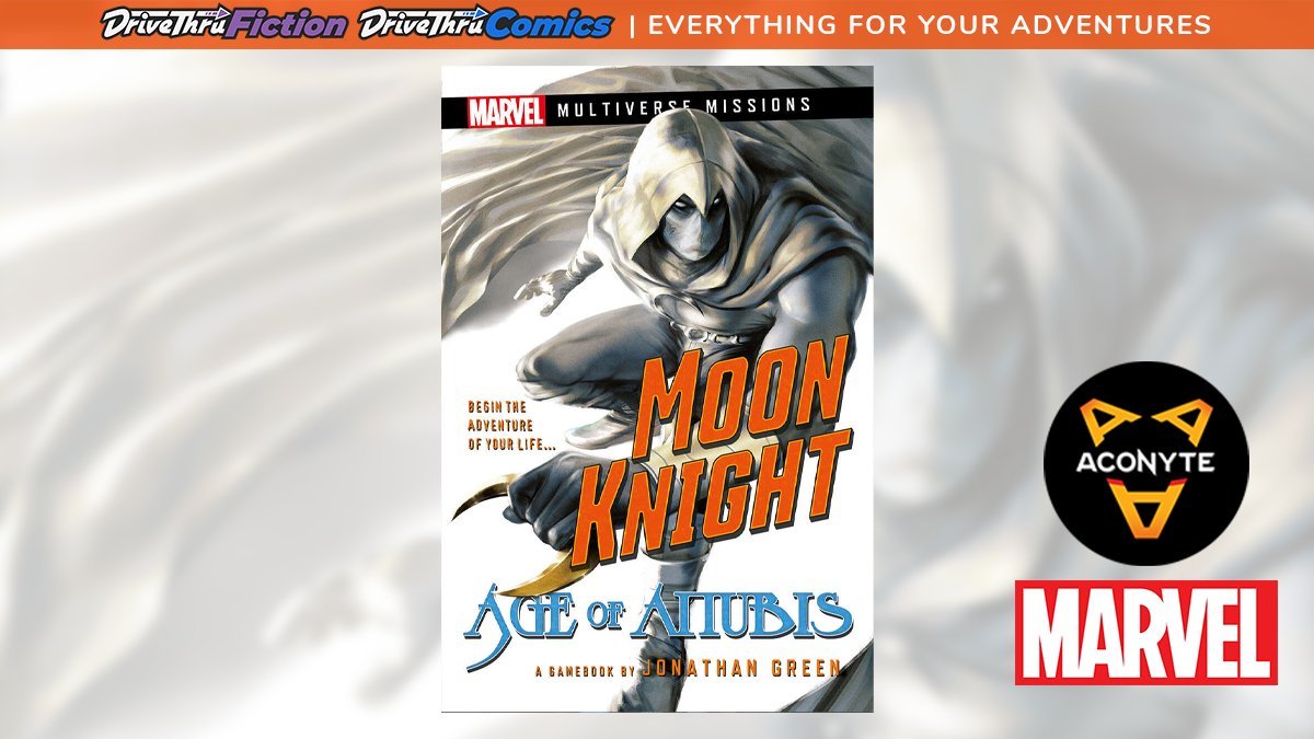 Moon Knight stars in this brilliant new Marvel gamebook adventure of choice and chance. @moonknight Age of Anubis: A @Marvel Multiverse Missions Adventure Gamebook by @jonathangreen is available now from @AconyteBooks Get it here: tinyurl.com/268dvyyz #MarvelStudios