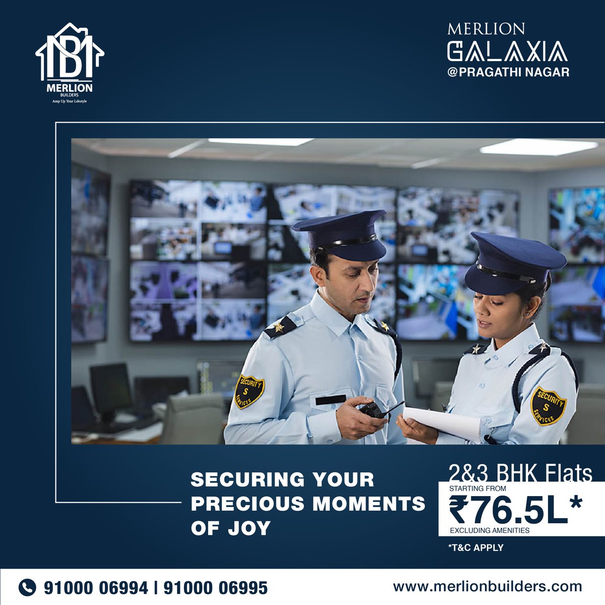 With top-notch security features crafted, we ensure that every nook and corner of your home is safe and secure.

For more details visit our website: lnkd.in/ggTg2vt

#merlionbuilders #pragathinagar #flatsforsale #apartmentsforsale #highrisebuildings