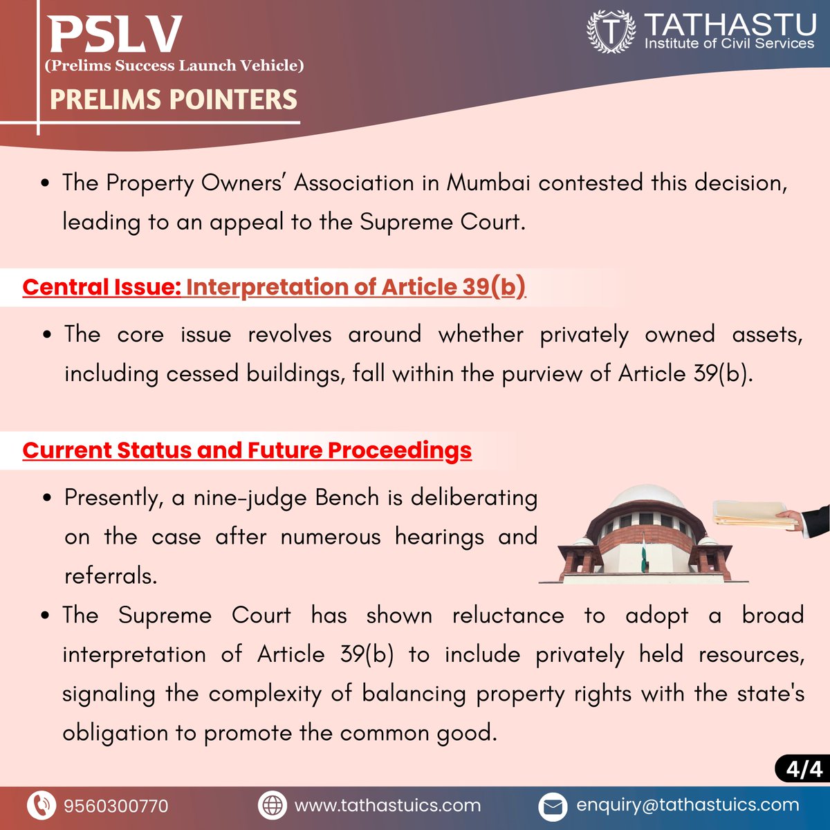 #𝙋𝙍𝙀𝙇𝙄𝙈𝙎 𝙋𝙊𝙄𝙉𝙏𝙀𝙍𝙎

Supreme Court Grapples with Interpretation of Article 39(b) in Property Rights Dispute.
#upsc #tathastuics #drtanujain #todaytopics #upsc2024 #upscprelims #upscprelims2024 #Supremecourtgrapples #article39b #propertyrightsdispute #propertyrights