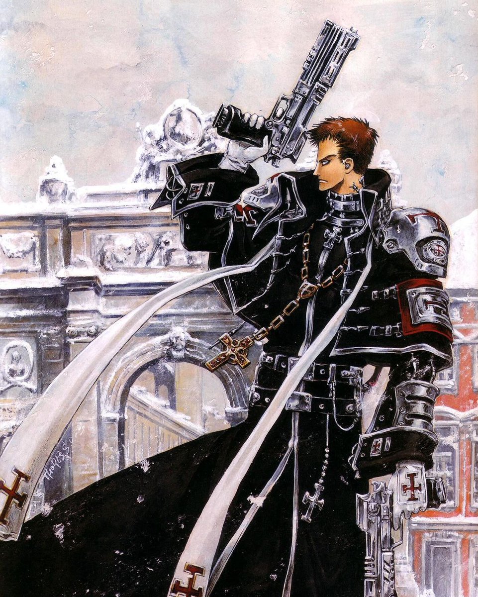 Illustrations for Trinity Blood by Shibamoto Thores, from the „Fabrica Theologia Trinity Blood Art Book“ (2005)