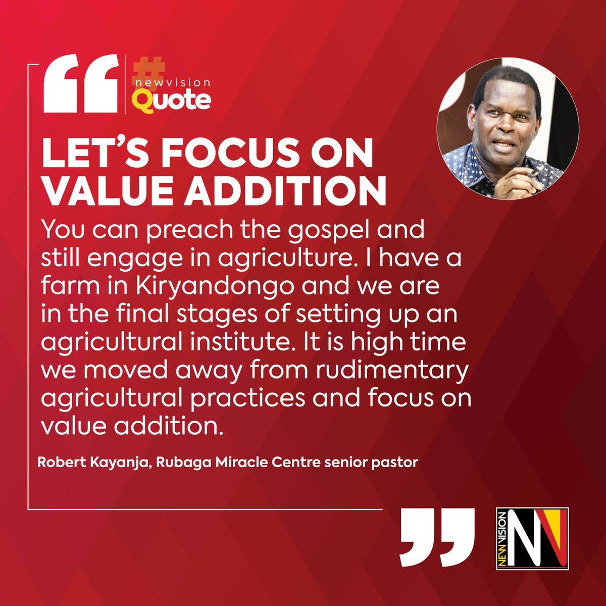#NewVisionQuote 💬
It is high time we moved away from rudimentary agricultural practices and focus on value addition just like President Museveni preaches if we are to benefit from agriculture as a nation
@RobertKayanja 

Read more in our #EPAPER 🗞️👉🏿bit.ly/3d3acBF