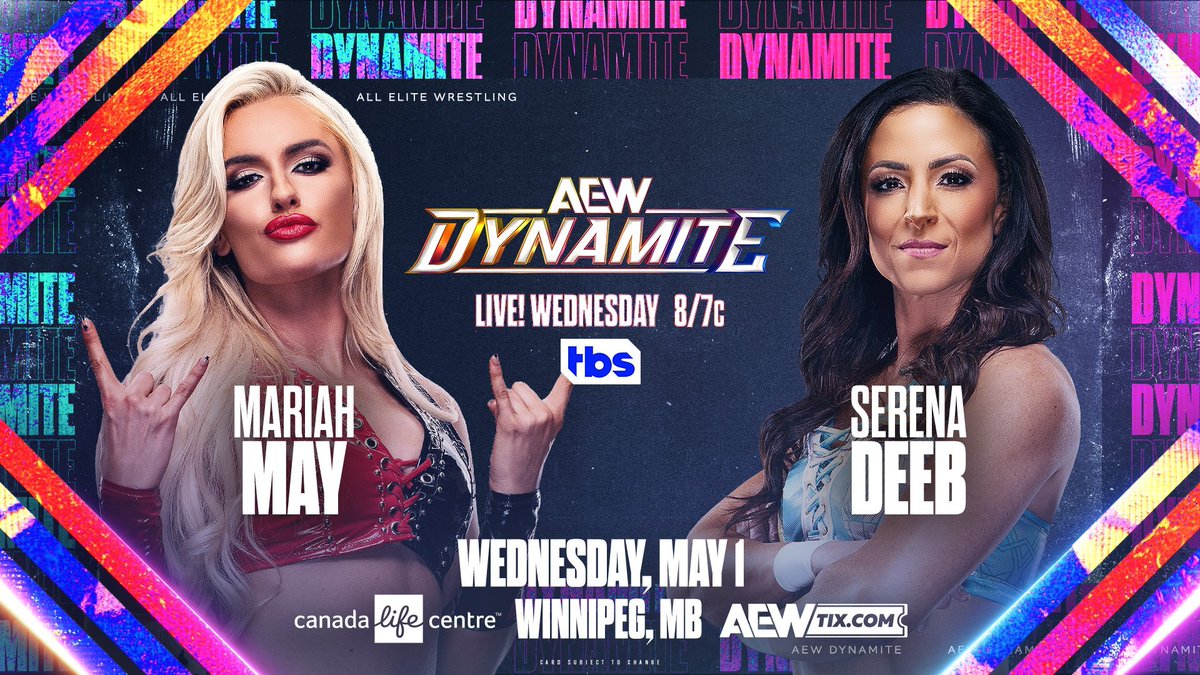 I am looking forward to this match on Wednesdays #AEWDynamite I will be cheering and rooting for the beautiful gorgeous and talented @MariahMayx as I'm watching the match. I my TV today. Come on #MariahMay you can win this you got this. I believe in you!

#AEW #SerenaDeeb