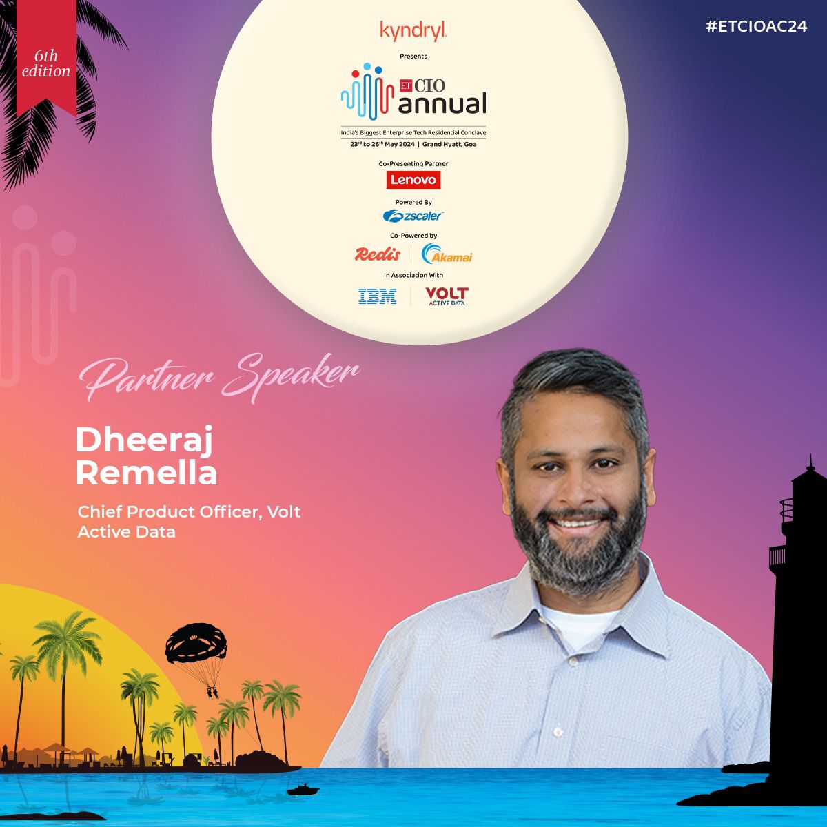 We're thrilled to welcome Dheeraj Remella, Chief Product Officer, @VoltActiveData as an esteemed partner speaker, guiding us towards digital leadership excellence. Know more- bit.ly/3To8Auy #ETCIO #ETCIOAC24 #TechInGoa #CIOConclave #CIOAnnual #Goa #CIOs #Tech