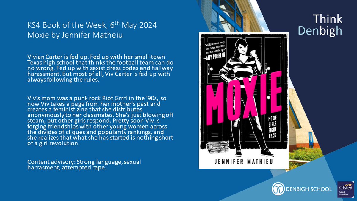 Our KS4 #BookoftheWeek is Moxie by Jennifer Matheiu