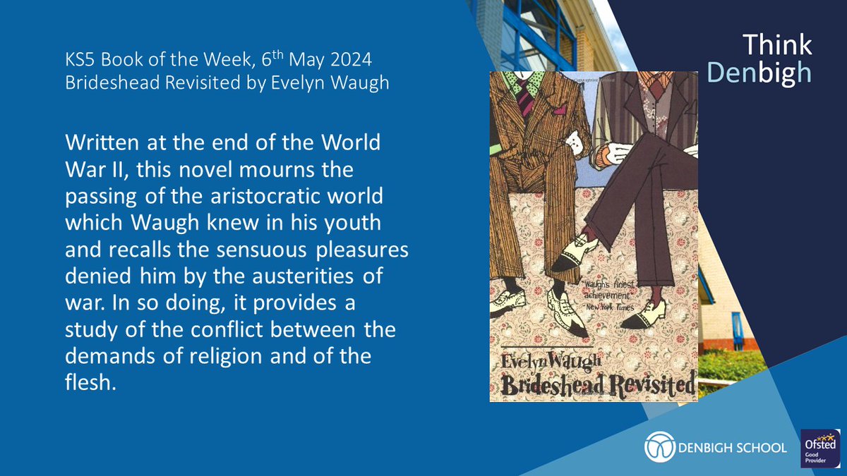 Our KS5 #BookoftheWeek is Brideshead Revisited by Evelyn Waugh