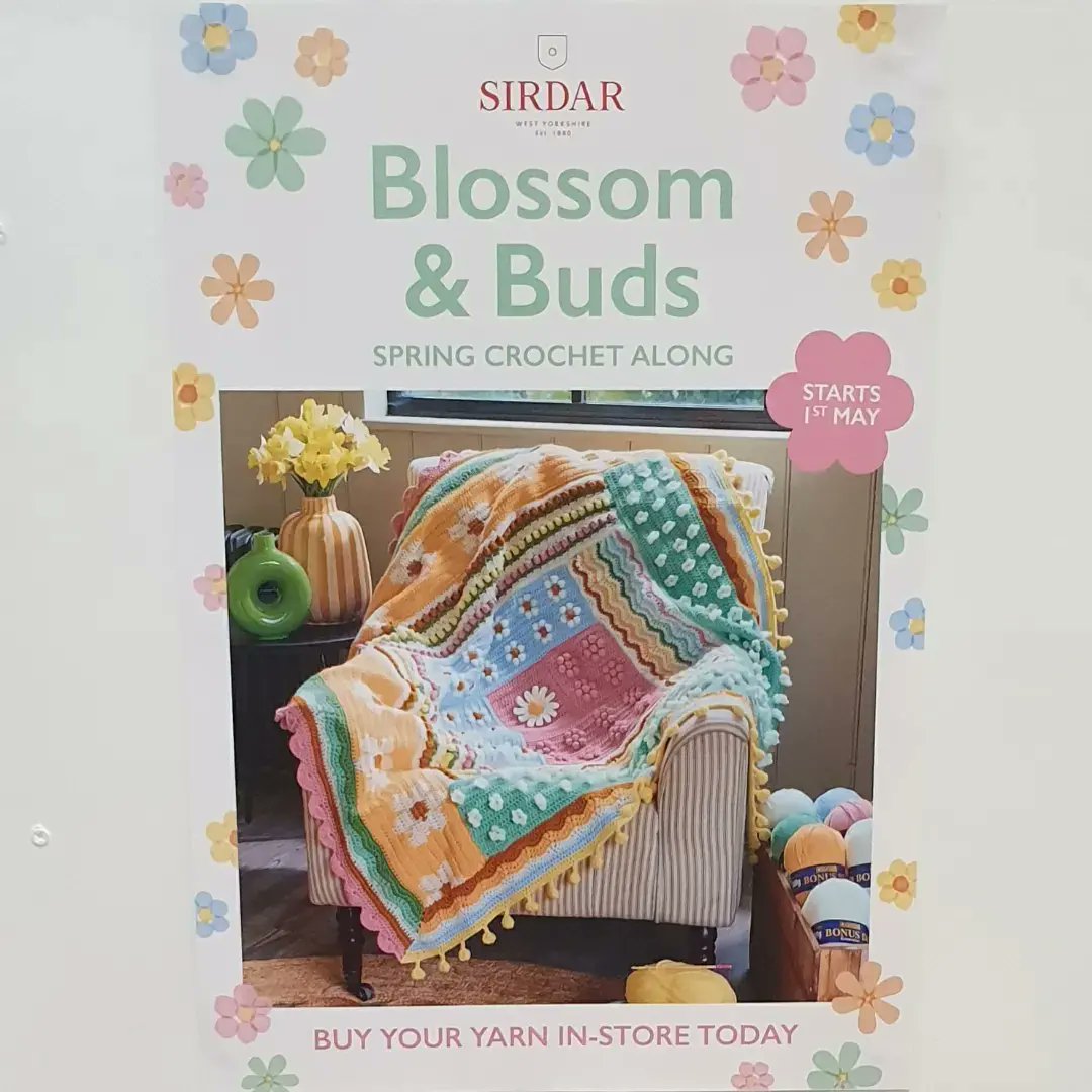 Are you ready for the Sirdar Blossom and Buds Crochet Along starting on 1st May? Don't worry if not as we still have packs available in the shop 😀 nimblethimbles.co.uk #NimbleThimblesSwindon #wiltshire #crochetalong #blossomandbuds #Sirdar #spring