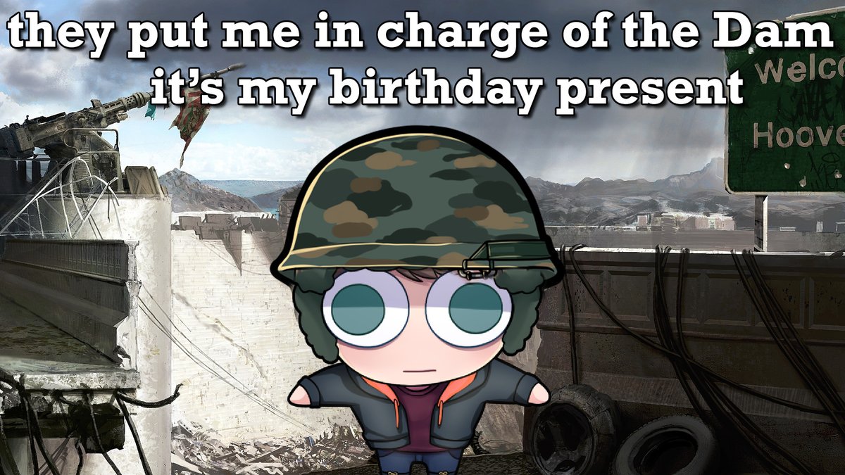 it's my birthday soon and you're invited - to man the Dam because the Legion is coming over the Colorado and Kimball's in crisis! I'll stream Old World Blues, the Fallout mod for Hearts of Iron 4, with lots of friends on Twitch at: May 1st, 3pm PT, 6pm ET May 2nd, 8am AEST