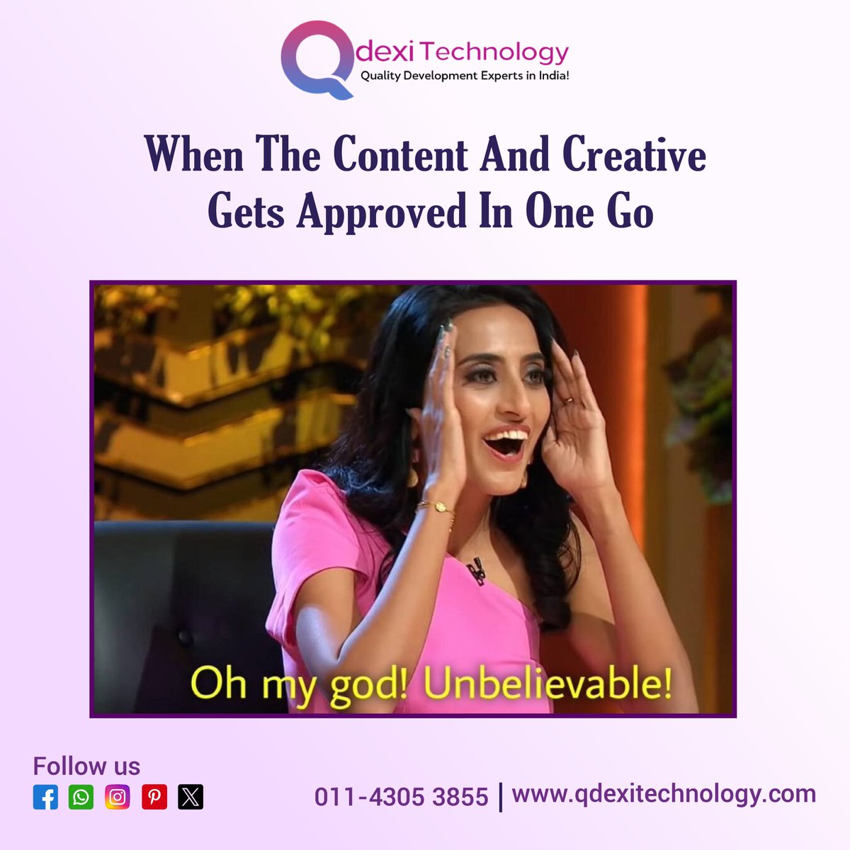 Quality development experts in India excel when content and creativity are approved effortlessly. Amazing! Qdexi Technology: Quality Solutions, Innovative Approach.

#QualityDevelopment #ExpertsIndia #ContentApproval #CreativeSuccess