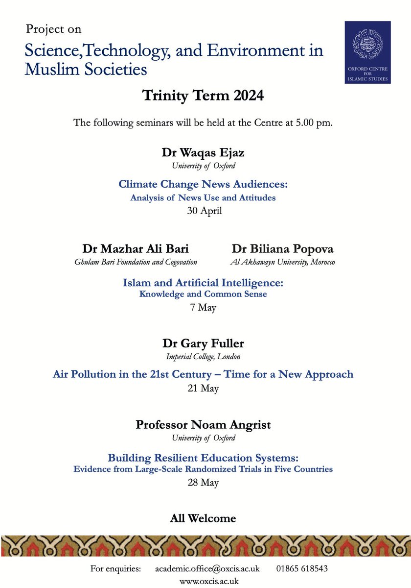 Excited to present our research on climate change news audiences in various countries tomorrow at the Oxford Centre for Islamic Studies @OCISOxford. Join us if you can!