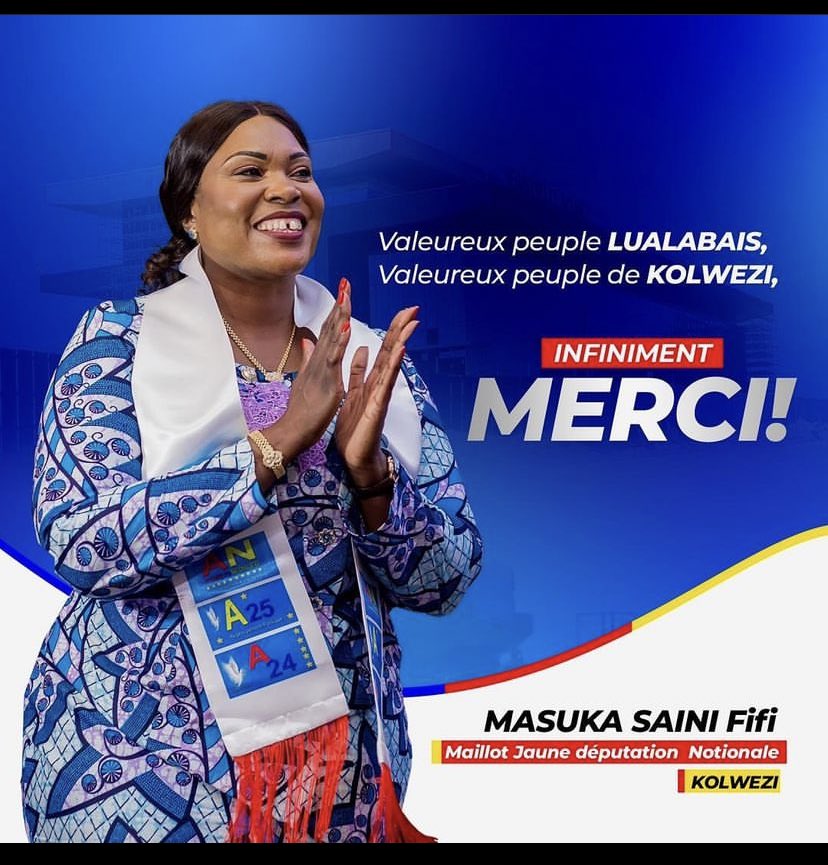 Mme #FifiMasuka est élu :
1. Députée Provinciale
2. Députée Nationale 
3. Sénatrice 
4. Gouverneure du Lualaba