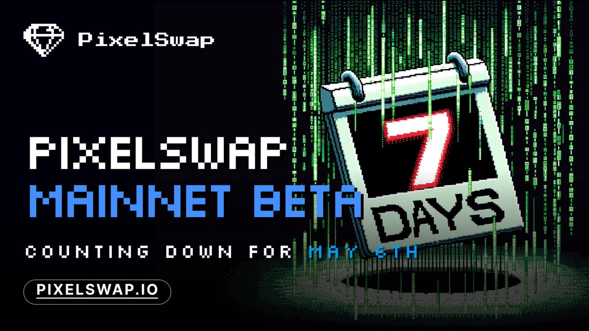 Get ready for the highly-anticipated Mainnet Beta launch of #PixelSwap, coming in just 7 days! ⏰ We're thrilled to bring you a trading platform that simplifies the #DeFi journey and unlocks new possibilities on #TON. 🌟 Stay tuned for updates, sneak peeks, and exciting…