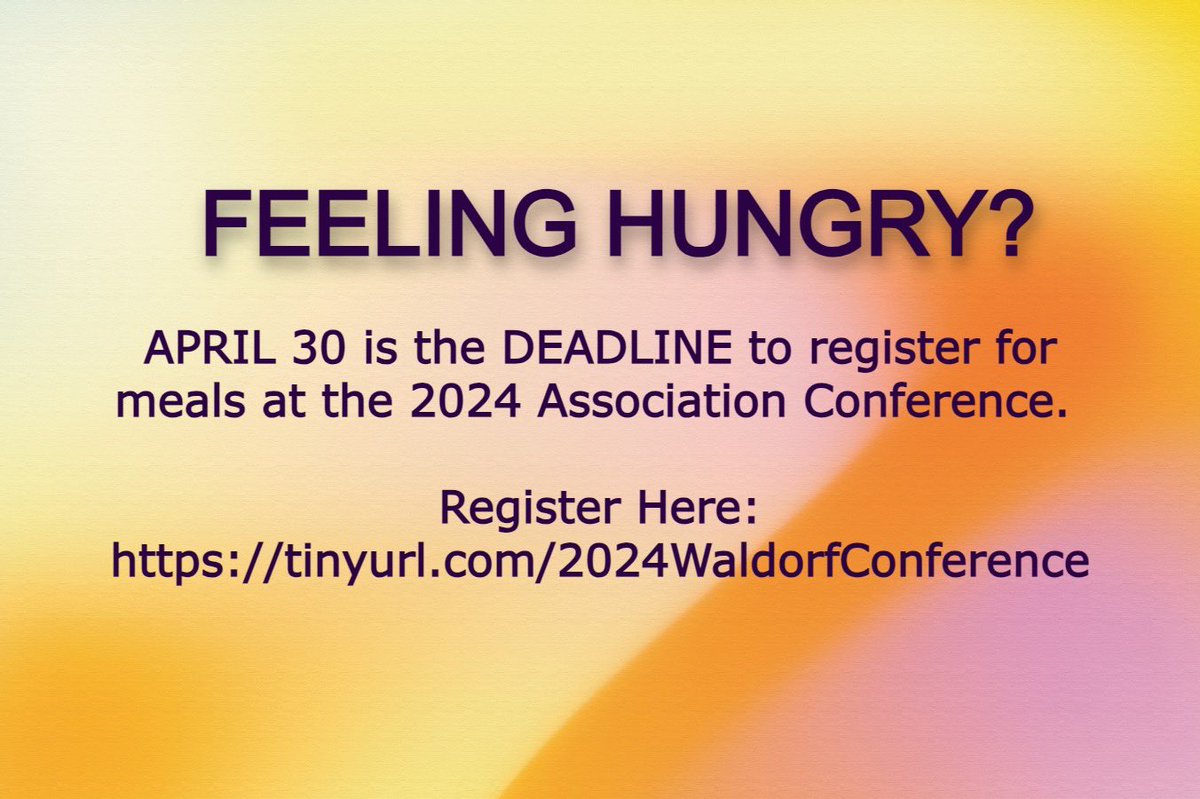 Don't Miss Out!
APRIL 30 is the DEADLINE to register for meals at the 2024 Association Conference. 
Register TODAY: tinyurl.com/2024WaldorfCon…
