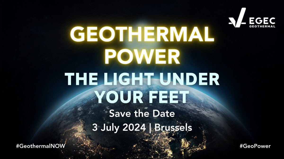 📅Save The Date: The 'Geothermal Power: The Light Under Your Feet' event will illuminate Brussels🇧🇪on 3 July 2024!

This is your opportunity to shape Europe’s #energytransition 🇪🇺 and explore the #geothermal market.

👉Learn more: bit.ly/3UjToxB

#GeoPower #GeothermalNOW