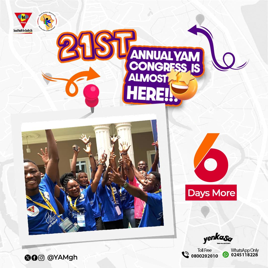 The clock is ticking, 6 more days to @YAMghana 21st Annual Delegates Congress. #YAMgh@21 @PPAGGhana @YAMghana - Join the Action, protect the future ‼️