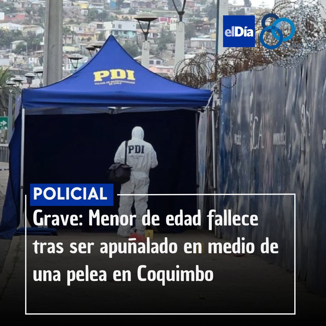 🔴 Grave: Menor de edad fallece tras ser apuñalado en medio de una pelea en Coquimbo #ElDiaInforma 👉 bit.ly/44nd4FG