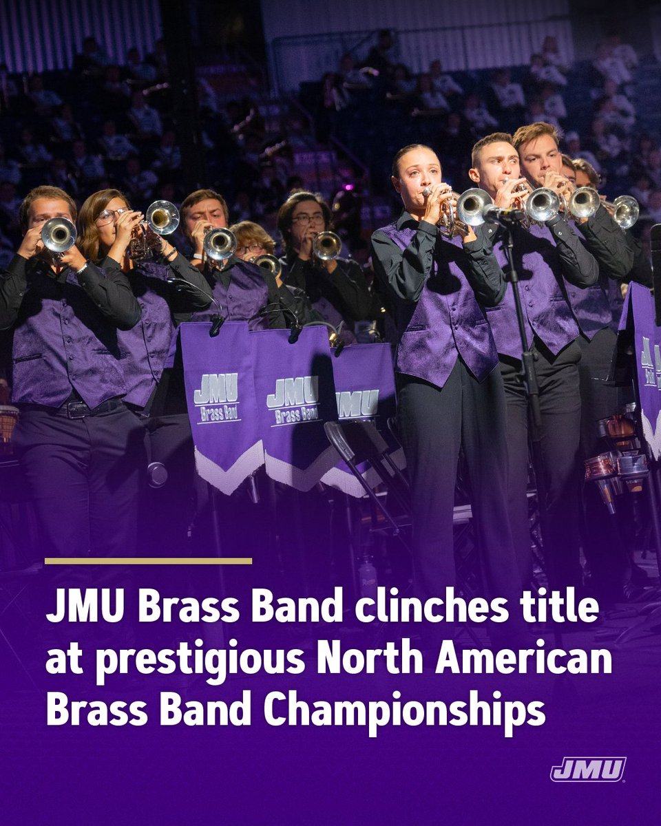 Earlier this month, the JMU Brass Band made history by clinching the Championship Section title at the prestigious North American Brass Band Championships. 🏆🎶🎺 Learn more about their achievement: bit.ly/JMUBrassChamps