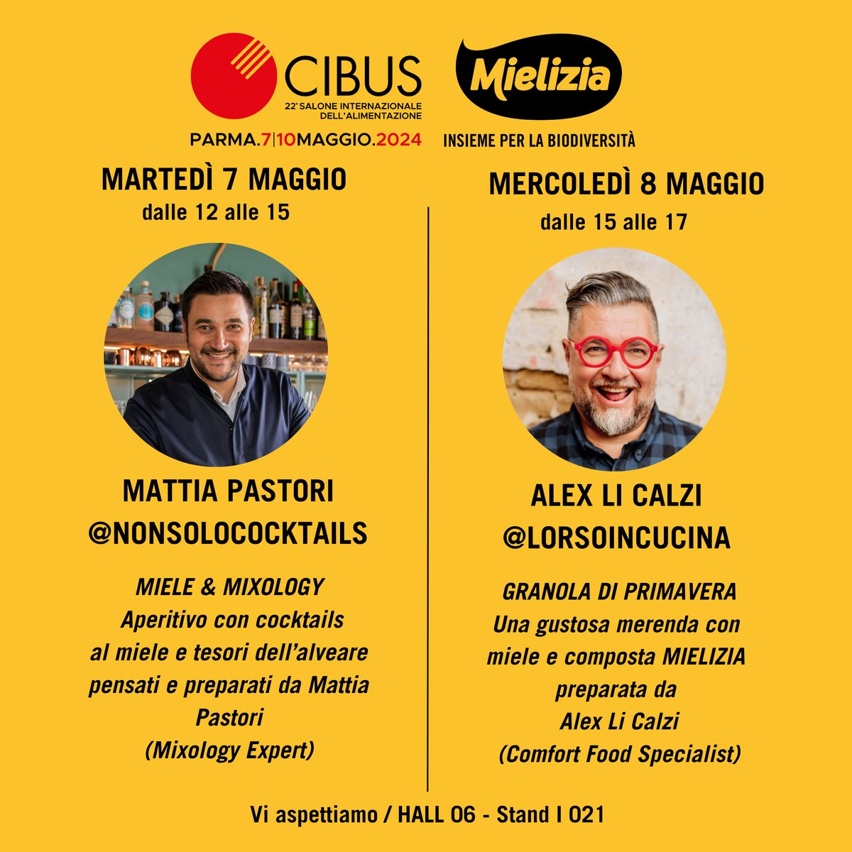 Mielizia (@mielizia_conapi) on Twitter photo #Mielizia vi aspetta a <a href="/CibusParma/">Cibus International Food Exhibition</a> dal 7 al 10/5 per mostrarvi le nostre novità e per 2 eventi con preparazioni a base di miele e tesori dell'alveare:
▶️il 7 con <a href="/NonSoloCocktail/">Non Solo Cocktails</a> per un aperitivo/cocktail
▶️l'8 con <a href="/orso_in/">L'orso in cucina</a> per una dolce merenda
Ci trovate al Pad 06 Stand I021 ! #Mielizia vi aspetta a <a href="/CibusParma/">Cibus International Food Exhibition</a> dal 7 al 10/5 per mostrarvi le nostre novità e per 2 eventi con preparazioni a base di miele e tesori dell'alveare:
▶️il 7 con <a href="/NonSoloCocktail/">Non Solo Cocktails</a> per un aperitivo/cocktail
▶️l'8 con <a href="/orso_in/">L'orso in cucina</a> per una dolce merenda
Ci trovate al Pad 06 Stand I021 !