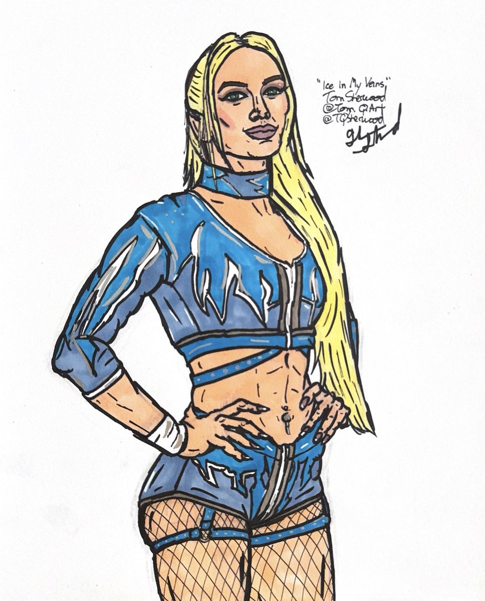 “Ice In My Veins.” My newest drawing celebrating the awesome @karmen_wwe!! One of my NXT faves, Karmen Petrovic is aligned with the icon Natalya and will be in her corner for the Underground match next week!! #karmenpetrovic #fanart #wrestlingart #wwenxt