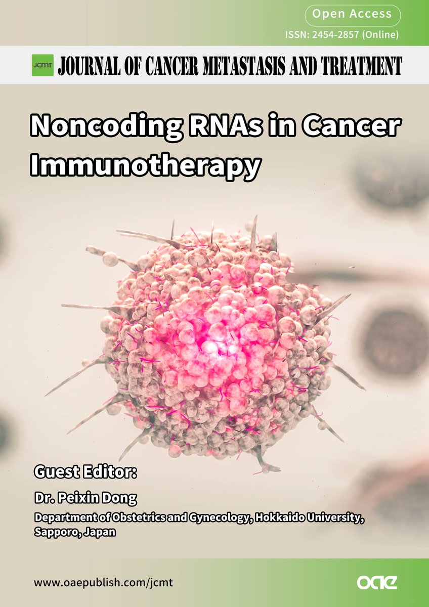 📢 Call for Papers! Explore #Noncoding #RNAs in #Cancer #Immunotherapy with Dr. Peixin Dong from Hokkaido University. Join us in uncovering biomarkers and therapeutic targets! Submit your research: oaemesas.com/login?JournalI… #CancerResearch #Immunotherapy 🧬🔬🩺