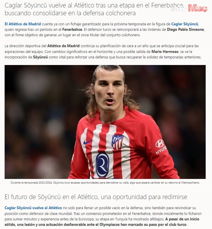 İspanyol basınının haberine göre, Atletico Madrid Çağlar Söyüncü'yü takımda tutacak.