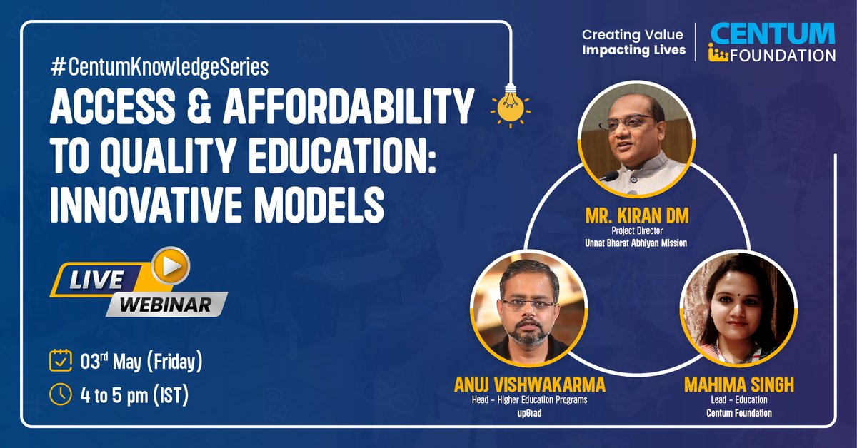 CentumCsr's tweet image. Join us for an insightful webinar on &apos;Access and Affordability to Quality Education: Innovative Models&apos;. Discover transformative strategies that enhance inexpensive educational accessibility through equity initiatives and strategic partnerships ow.ly/UUIp50RqK5S
#education