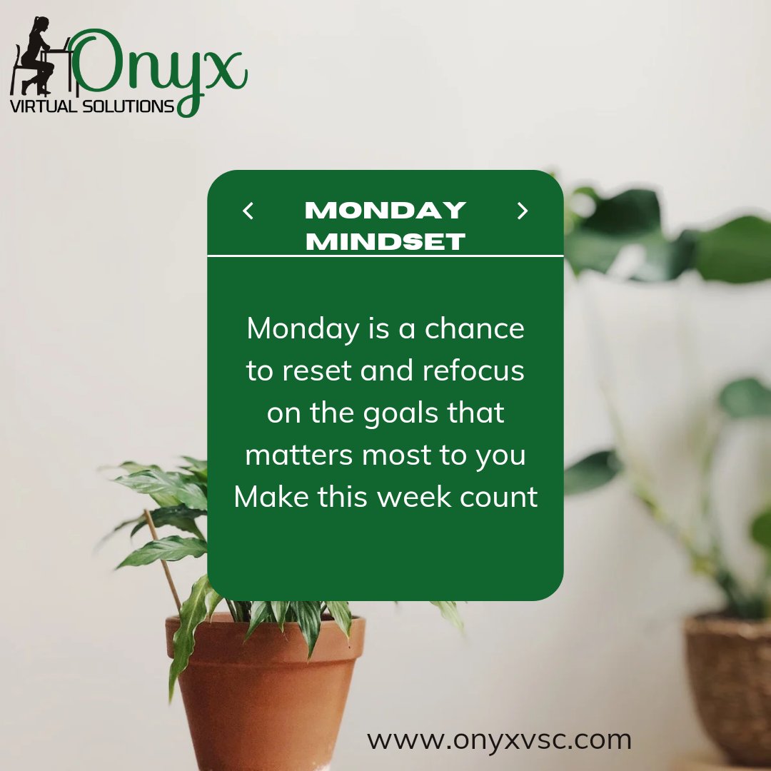 When you wake up on Monday, it's not just another day—it's a brand-new opportunity. A chance to reset, refocus, and recommit to your dreams and aspirations. 

#MondayMotivation
#ResetAndRefocus
#NewWeekNewMe
#PositivityOnMonday
#MondayMantra
#MondayMindset