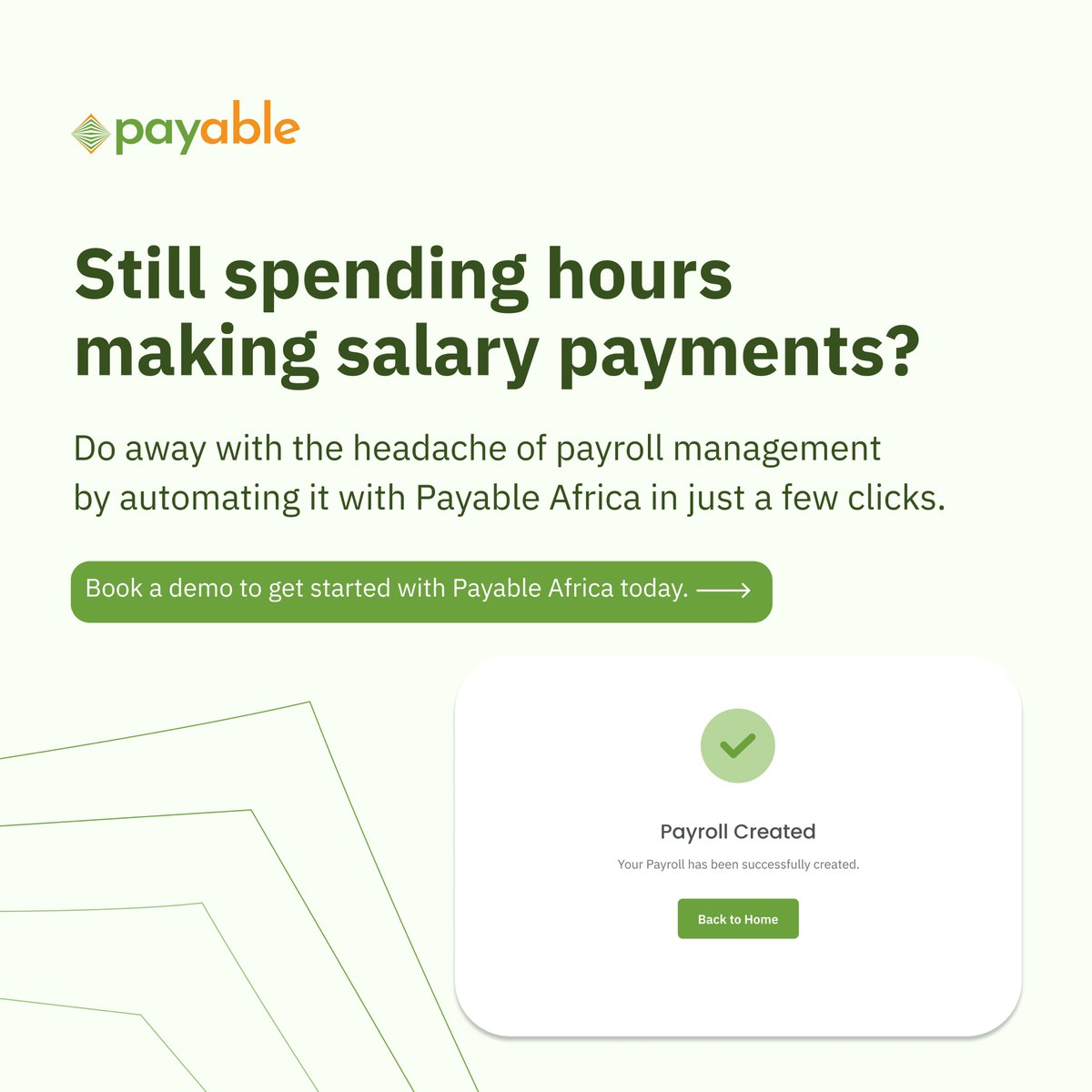 Automate your payroll today using Payable Africa's payroll management feature. 

Click the link in our bio or send us a DM to book a demo today.

#payableafrica
#paymentautomation
#payrollmanagement 
#business
#Nigeria