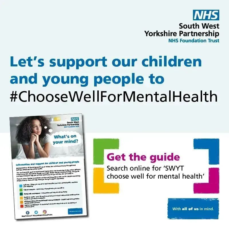 We've created a #ChooseWellForMentalHealth guide for children and young people in #Barnsley, #Calderdale, #Kirklees and #Wakefield 👉 bit.ly/CYPchoosewellf…