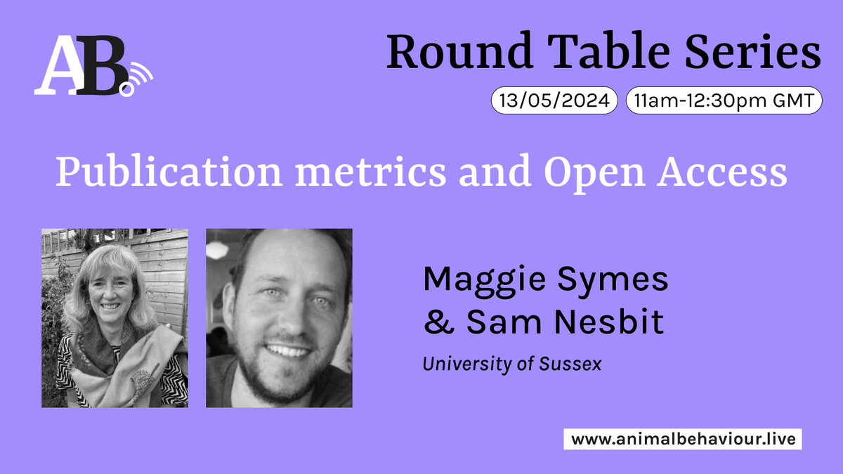 🗨️ABL Roundtable Series 2024🗨️ Our first roundtable of the year will take place in two weeks! On the 13th May 11:00 GMT, we will be joined by Maggie Symes and @SamNesbit2 from the @SussexUni to discuss the publication metrics and open access. Yt link ▶️ youtube.com/live/XuW3AnYj5…