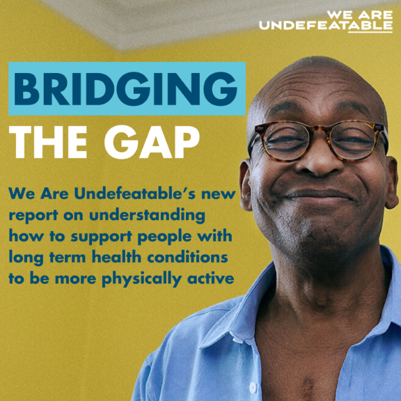 Today, @undefeatable launch their report Bridging the Gap!

Drawing from last year's public consultation, the report shows what is needed to support people living with long-term health conditions to get active, and what role We Are Undefeatable can play.

weareundefeatable.co.uk/big-talk