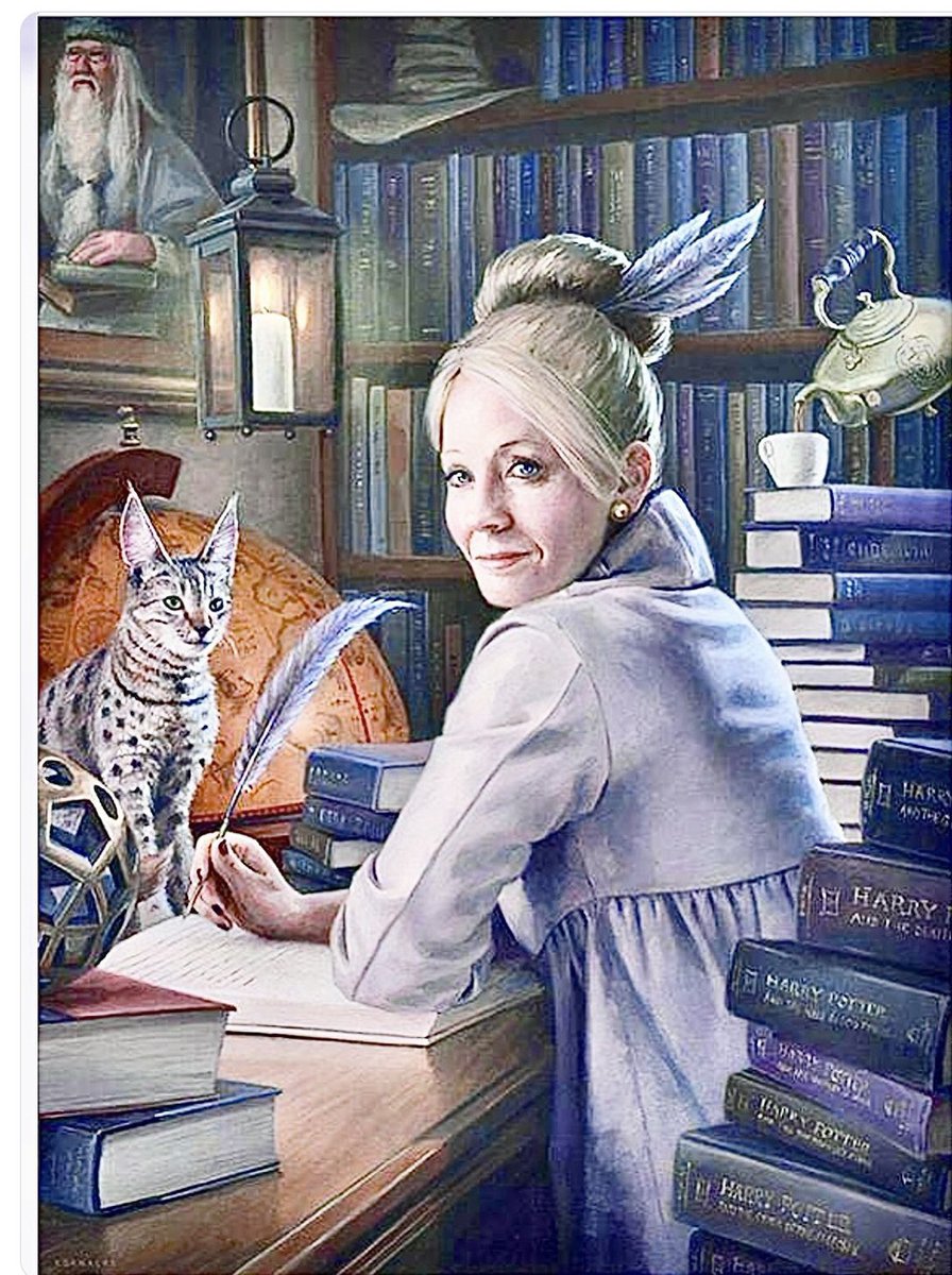 On Mondays we wear white and silver. Magical J.K. Rowling art by Christine Kornacki. #colorsoftheday #Mondayvibes #MondayMagic #MondayMood @jk_rowling #WomensArt #WomensMagic